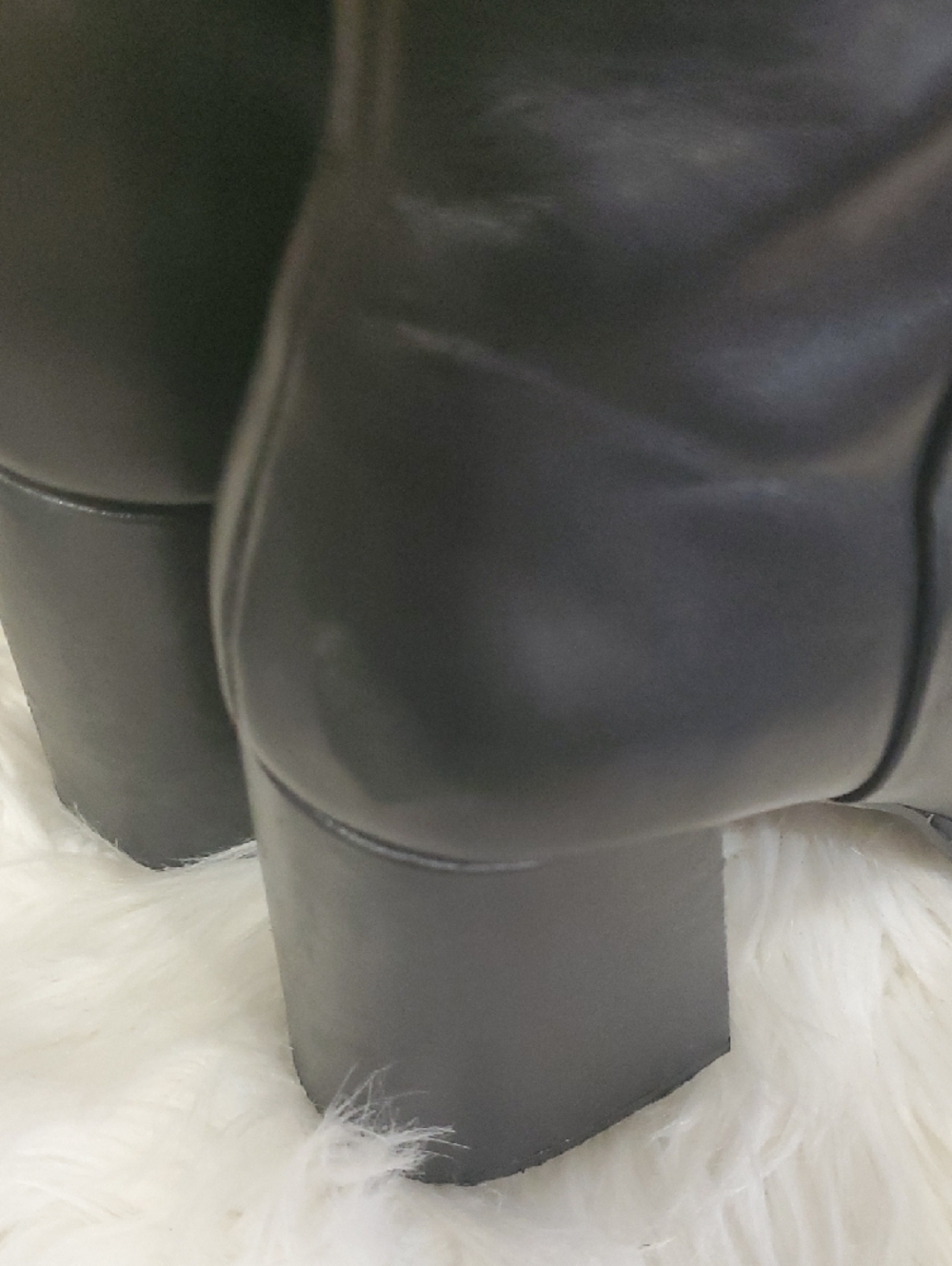 Y2k Steve Madden Elie Black Leather Block Heel Ankle Boots - Picture 11 of 16